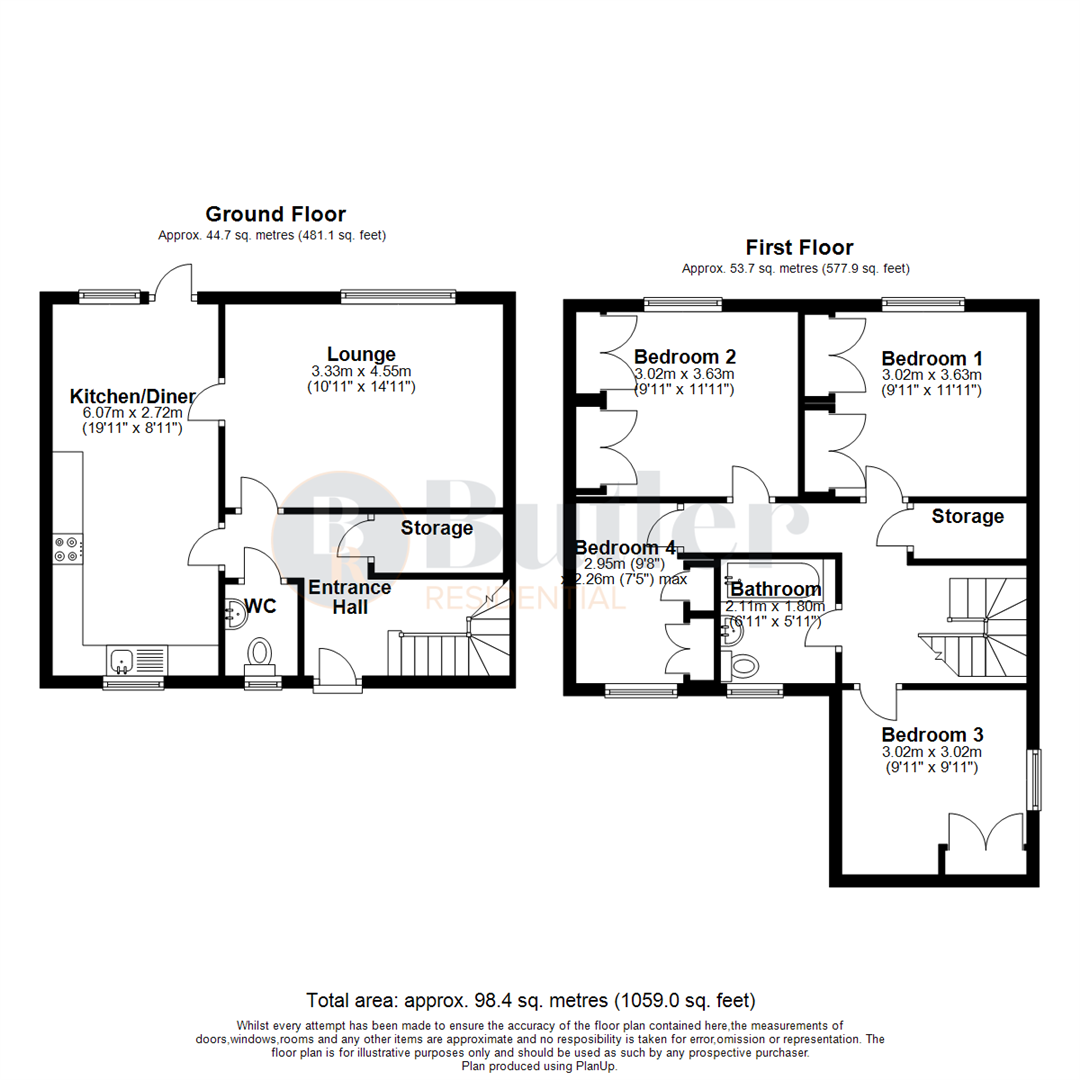 4 bed end of terrace house for sale in Skipton Close, Stevenage - Property Floorplan