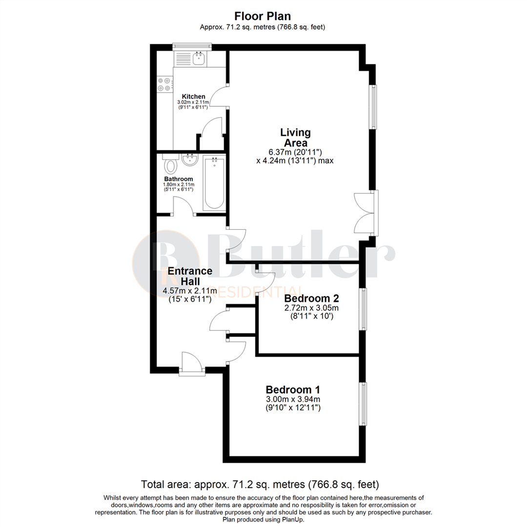 2 bed flat for sale in Tippett Court, Stevenage - Property Floorplan