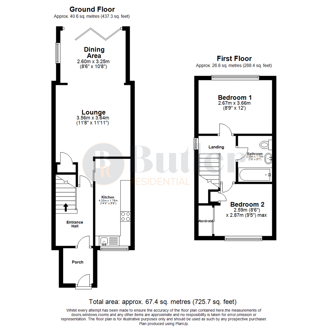 2 bed end of terrace house for sale in The Pastures, Stevenage - Property Floorplan