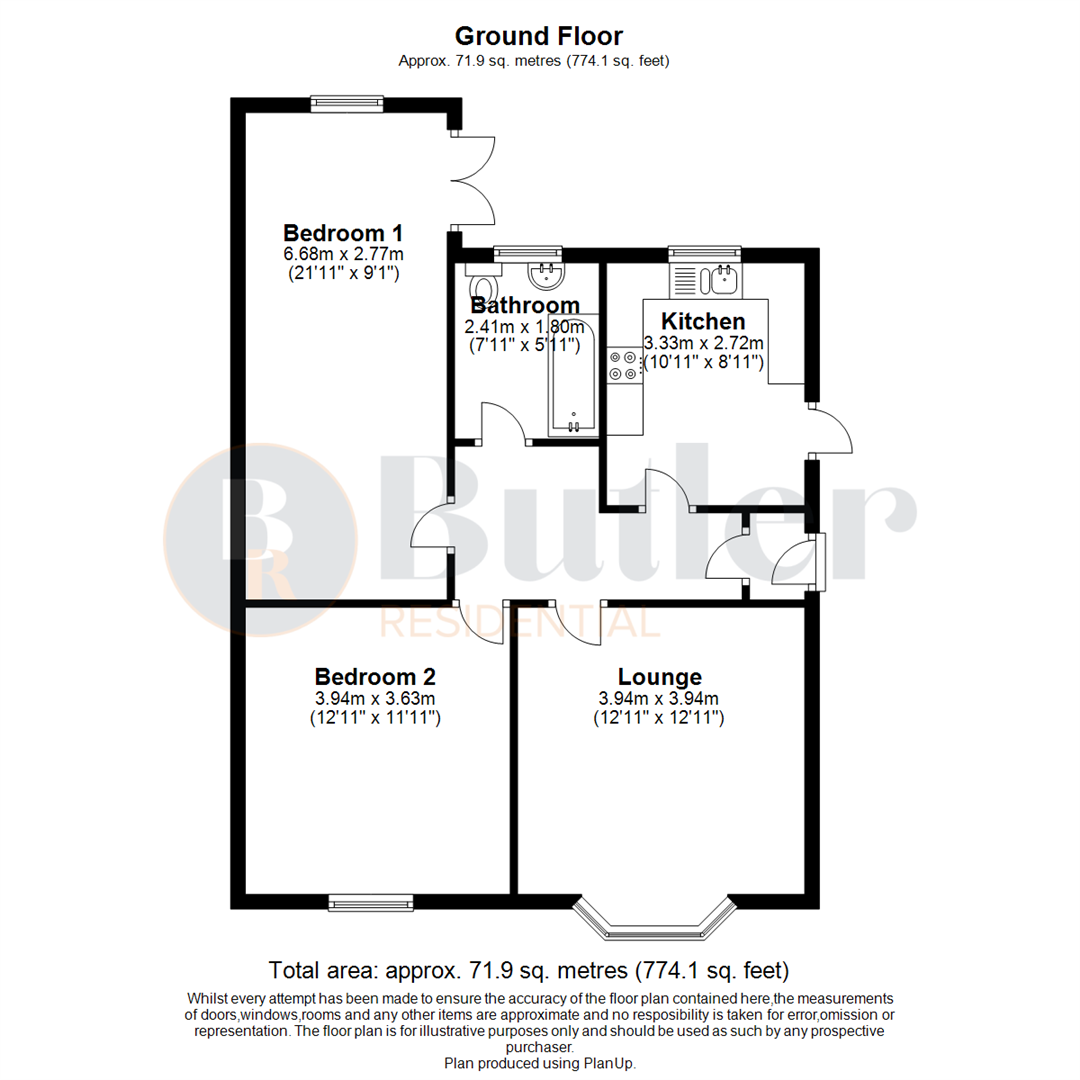 2 bed semi-detached bungalow for sale in Greenfield Avenue, Kettering - Property Floorplan