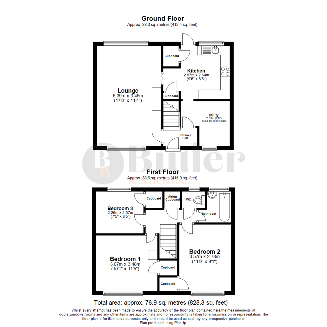 3 bed terraced house for sale in Wychdell, Stevenage - Property Floorplan