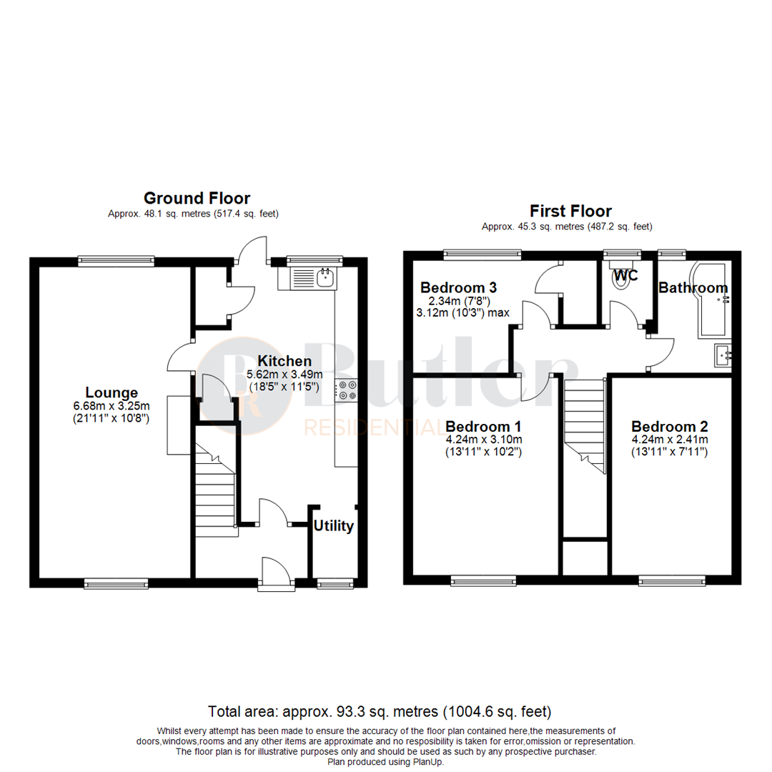 3 bed terraced house for sale in Pankhurst Crescent, Stevenage - Property Floorplan