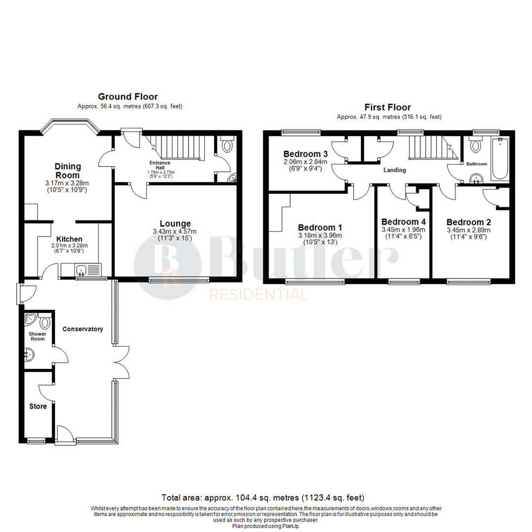 4 bed terraced house for sale in East Close, Hitchin - Property Floorplan