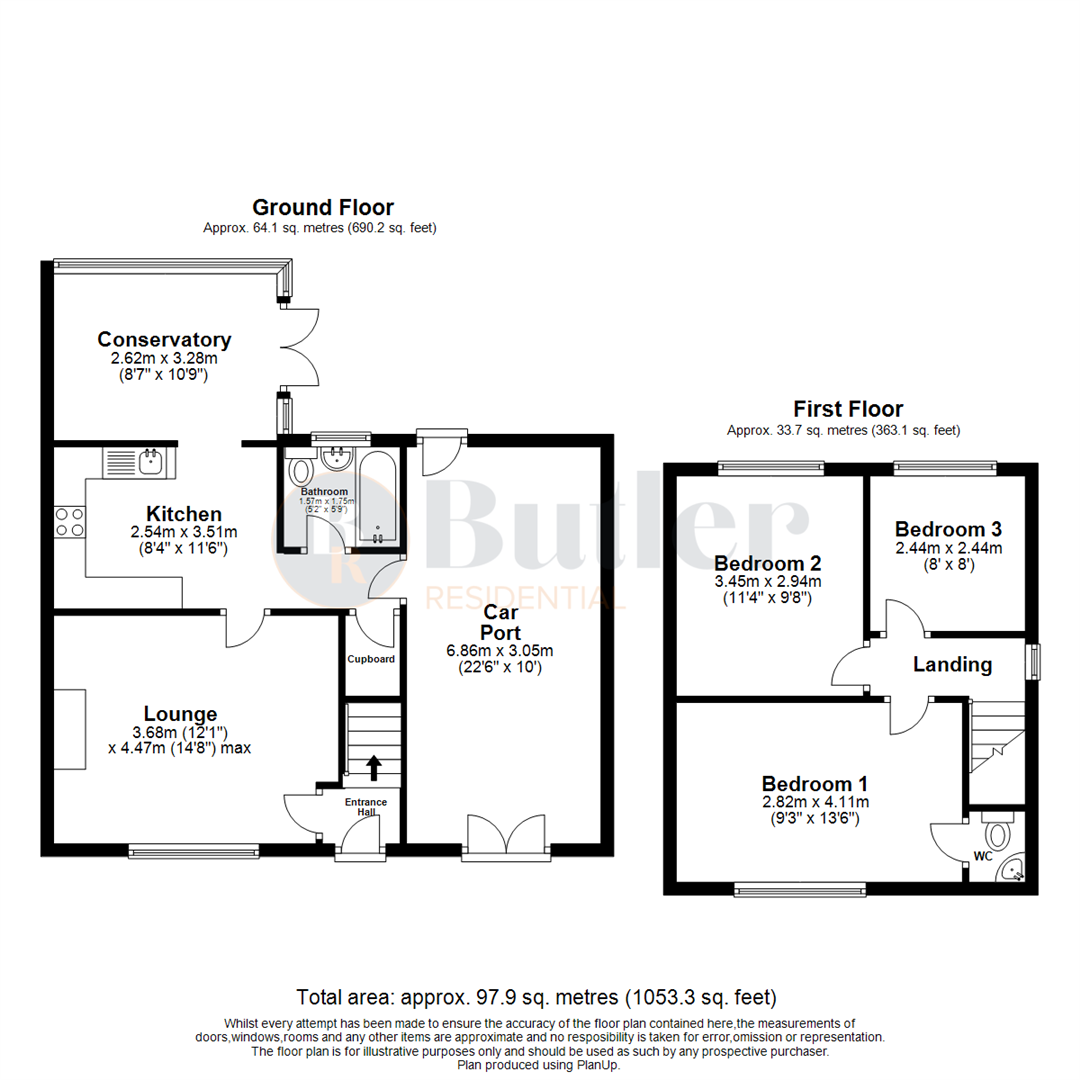 3 bed semi-detached house for sale in Queens Road, Sandy - Property Floorplan