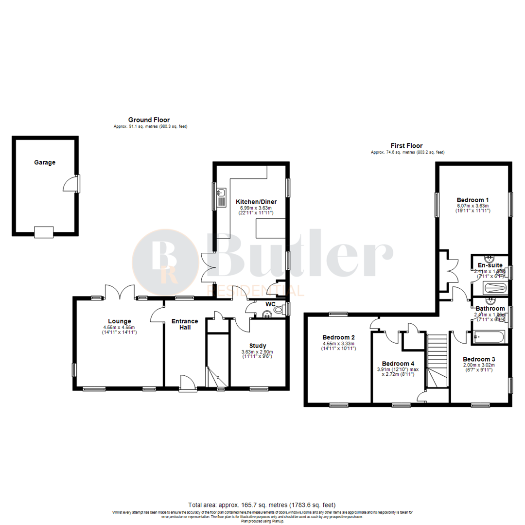 4 bed detached house for sale in Hunt Road, Biggleswade - Property Floorplan
