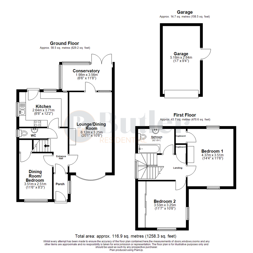 2 bed semi-detached house for sale in Orchard Crescent, Stevenage - Property Floorplan