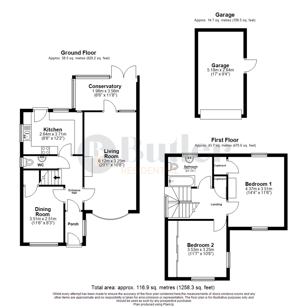 2 bed semi-detached house for sale in Orchard Crescent, Stevenage - Property Floorplan