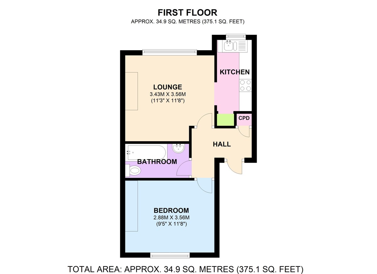 1 bed flat to rent in Slaithwaite Road, Lewisham - Property Floorplan