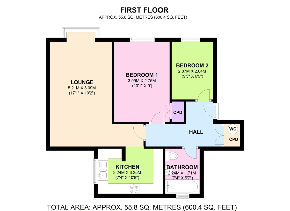2 bed flat to rent in Armoury Road, Deptford - Property Floorplan