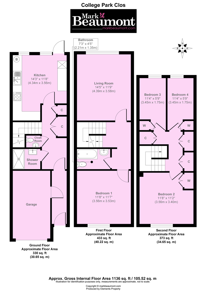 4 bed town house for sale in College Park Close, London - Property Floorplan