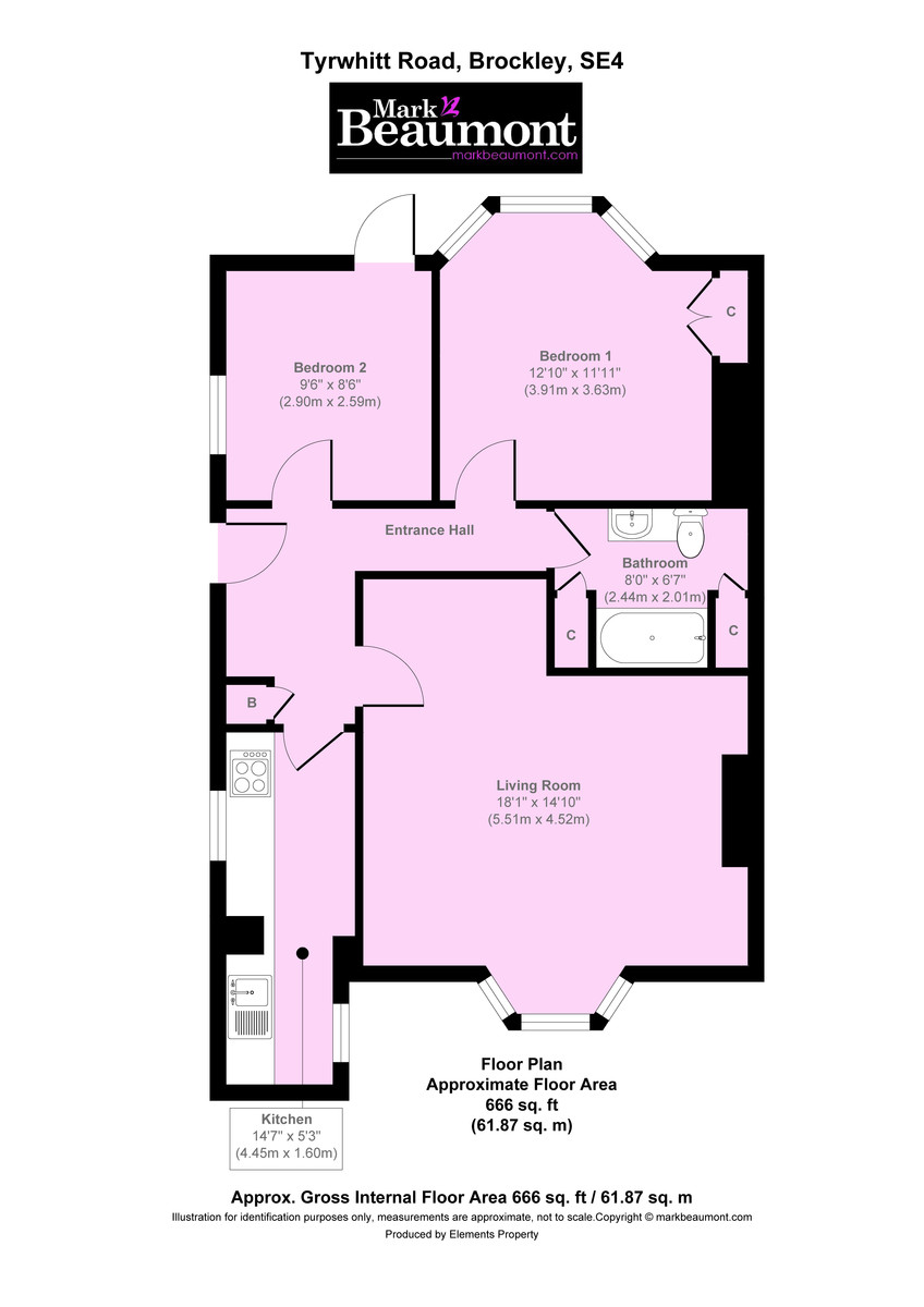 2 bed flat for sale in Tyrwhitt Road, Brockley - Property Floorplan