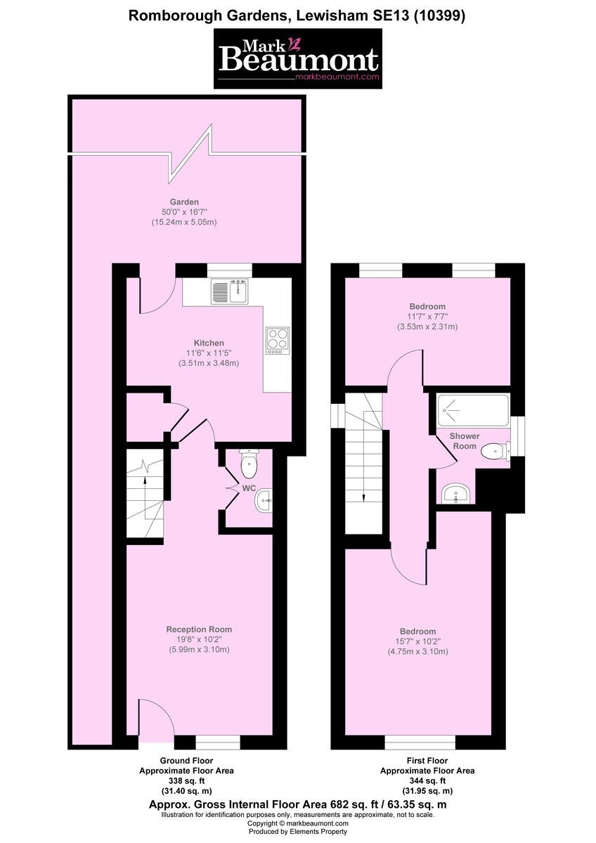 2 bed end of terrace house for sale in Romborough Gardens, Lewisham - Property Floorplan