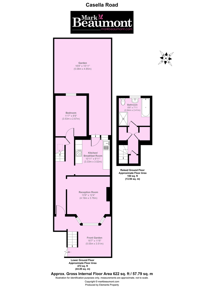 1 bed ground floor flat for sale in Casella Road, London - Property Floorplan