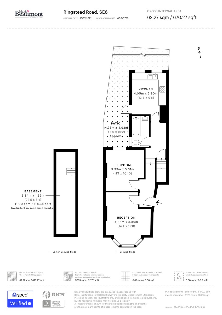 1 bed ground floor flat for sale in Ringstead Road, London - Property Floorplan