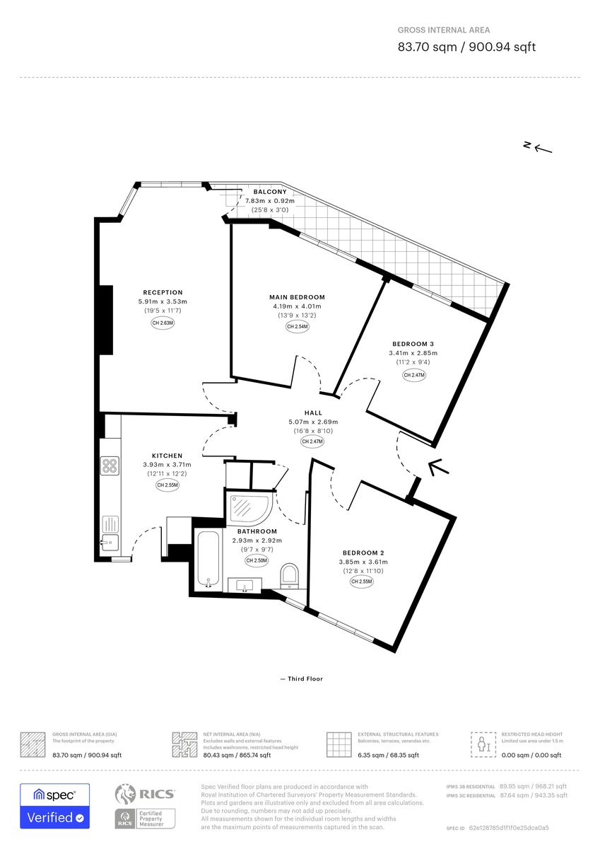 3 bed apartment for sale in Selwyn Court, London - Property Floorplan