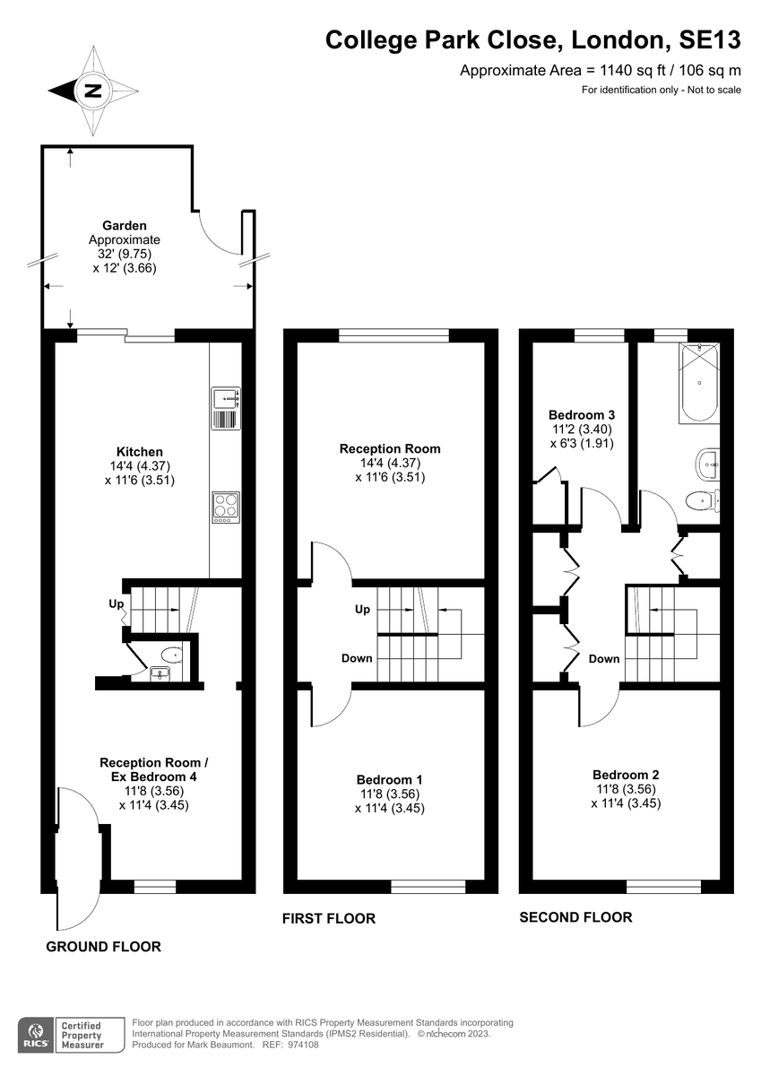 4 bed town house for sale in College Park Close, London - Property Floorplan