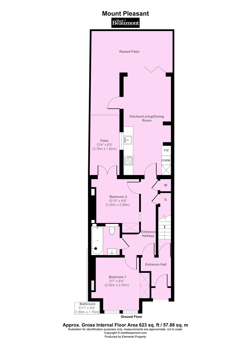 2 bed ground floor flat to rent in Mount Pleasant Road, London - Property Floorplan