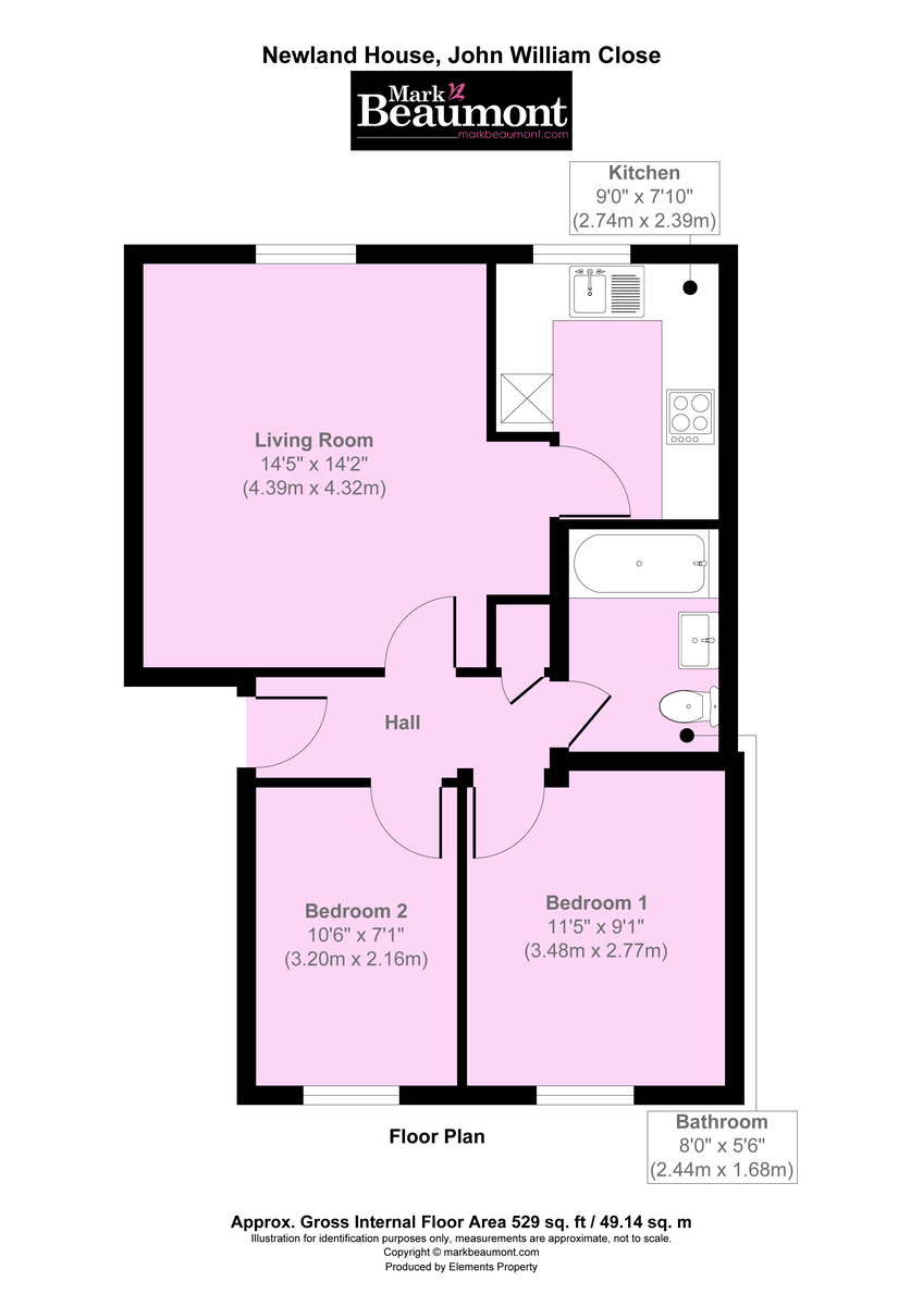 2 bed flat for sale in John William Close, New Cross - Property Floorplan