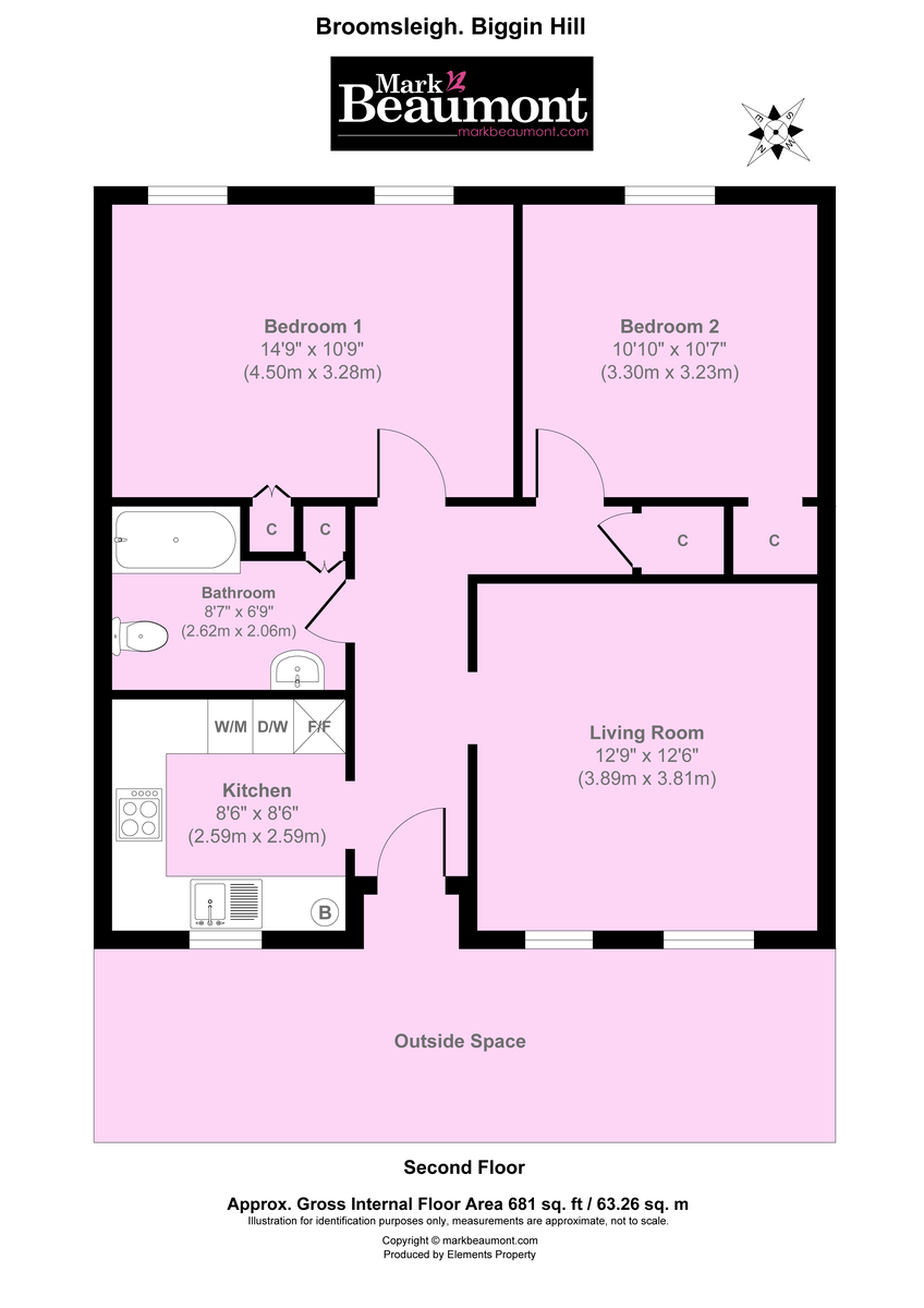 2 bed apartment for sale in Main Road, Bromley - Property Floorplan