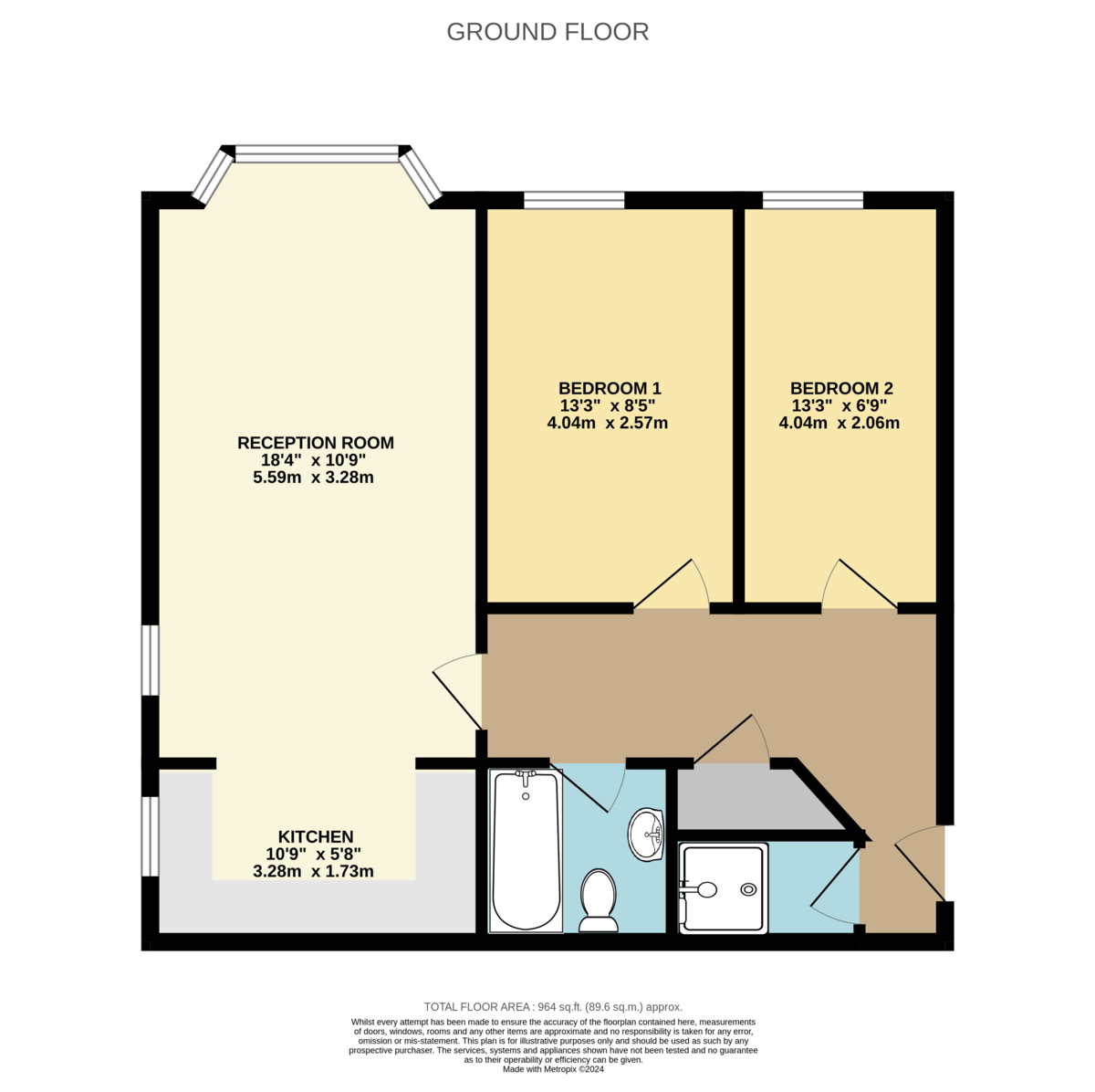 2 bed ground floor flat for sale in Main Road, Westerham - Property Floorplan