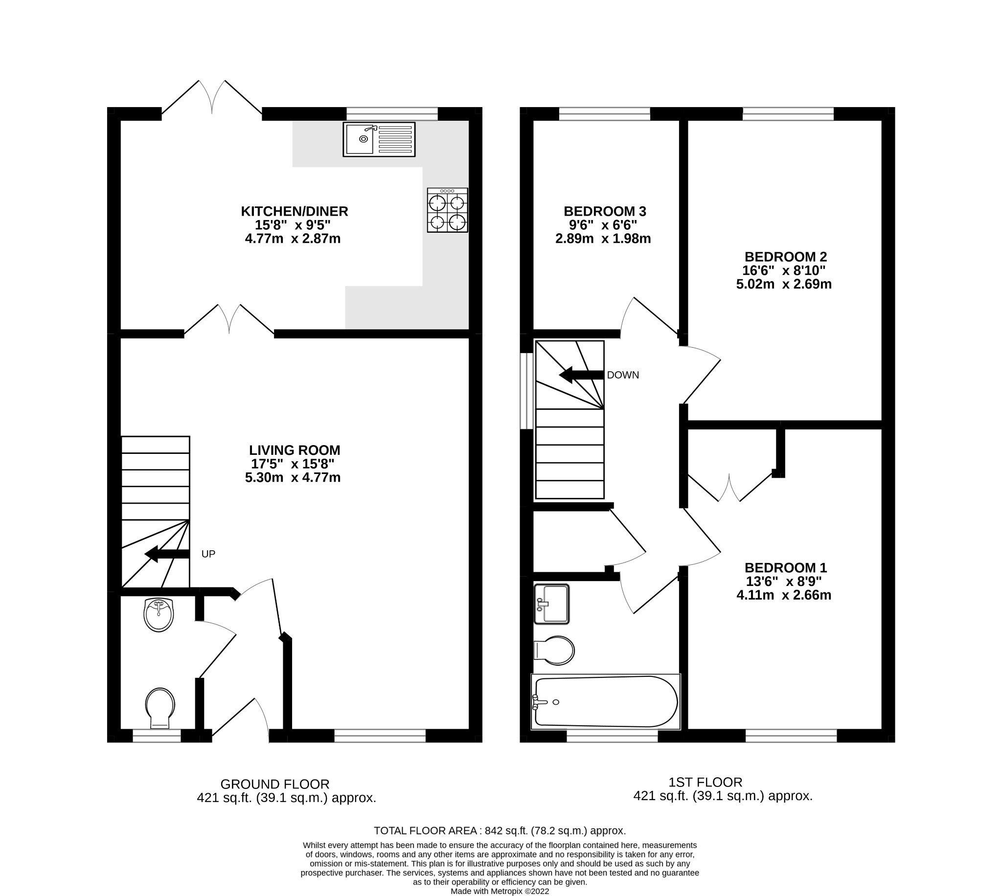 3 bed end of terrace house for sale in Stockbridge Road, Fleet - Property floorplan