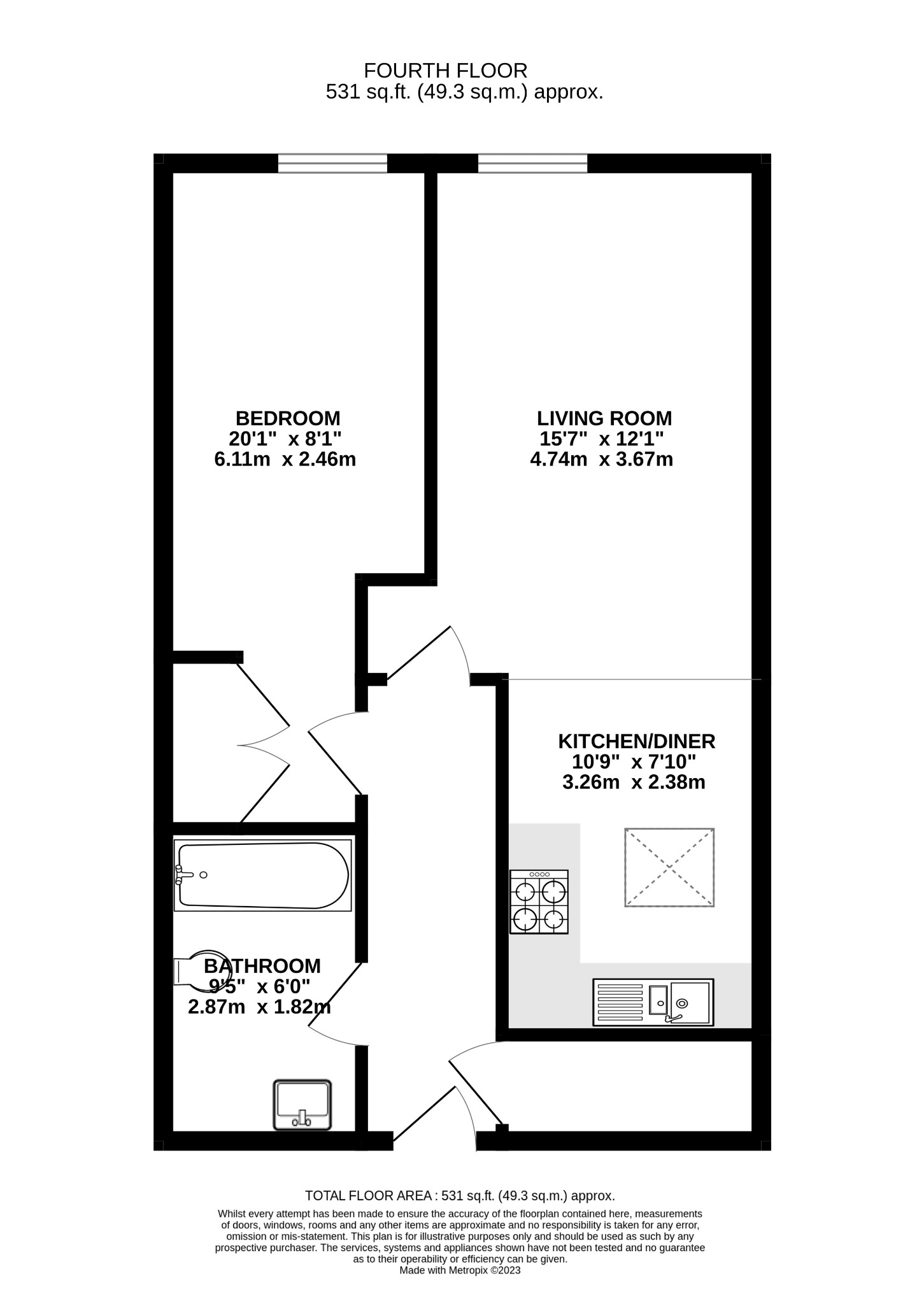 1 bed flat for sale in Fullbrook Drive, Hampshire - Property floorplan
