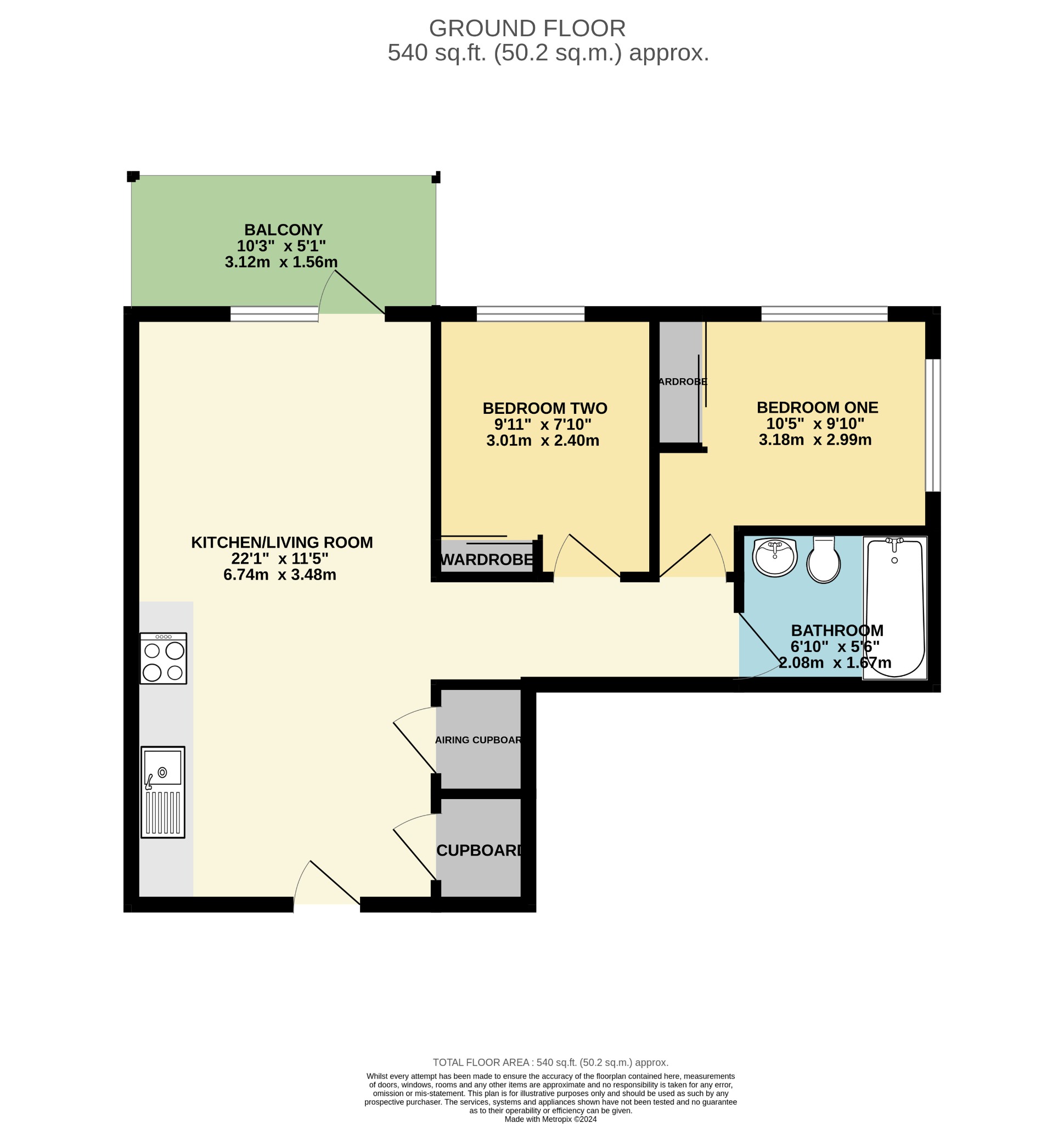 2 bed flat for sale in Brickfield Court, Slough - Property floorplan
