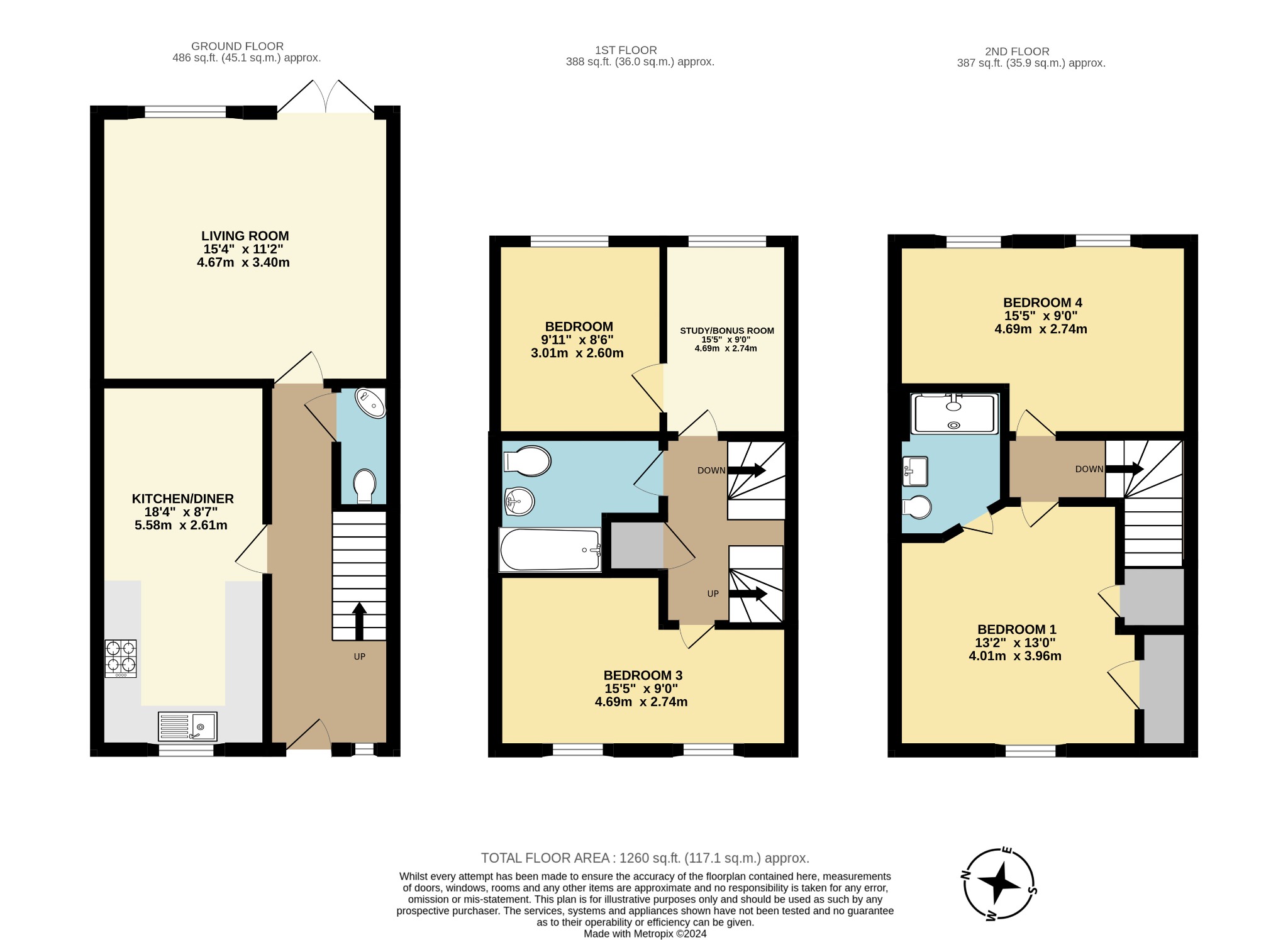 4 bed terraced house for sale in Grouse Meadows, Bracknell - Property floorplan