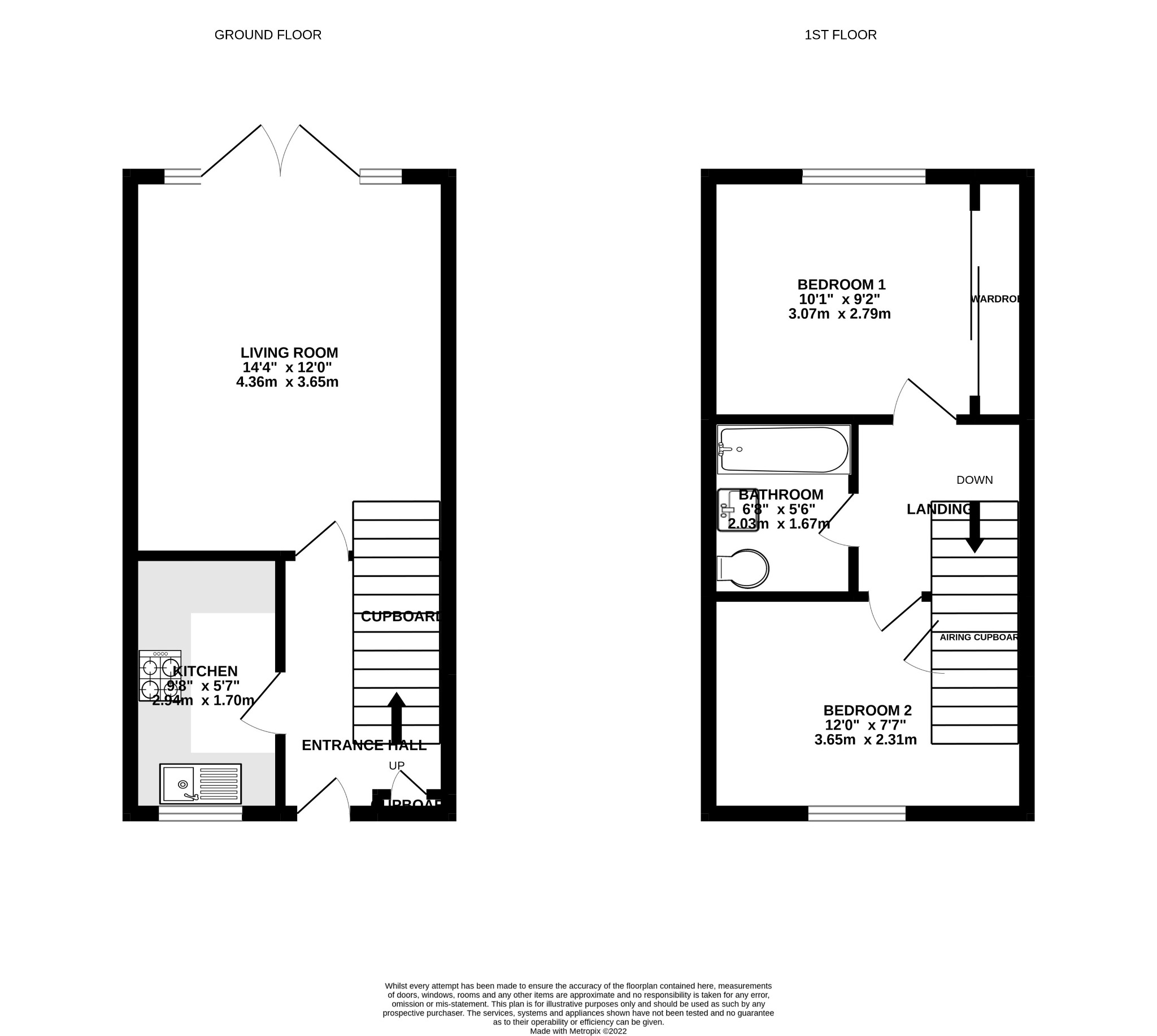 2 bed terraced house for sale in Coleridge Close, Reading - Property floorplan