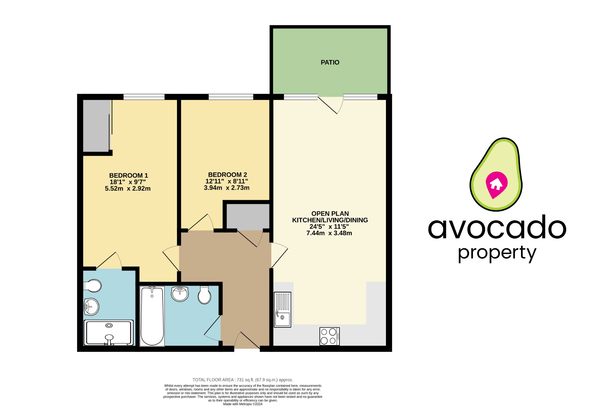 2 bed flat for sale in Waterman House, Arborfield Green - Property floorplan