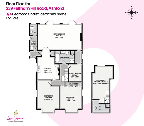 4 bed detached house for sale in Feltham Hill Road, Ashford - Property floorplan
