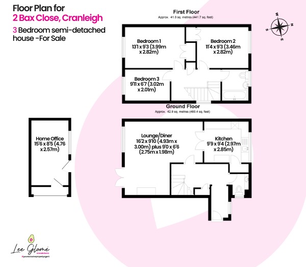 3 bed semi-detached house for sale in Bax Close, Cranleigh - Property floorplan