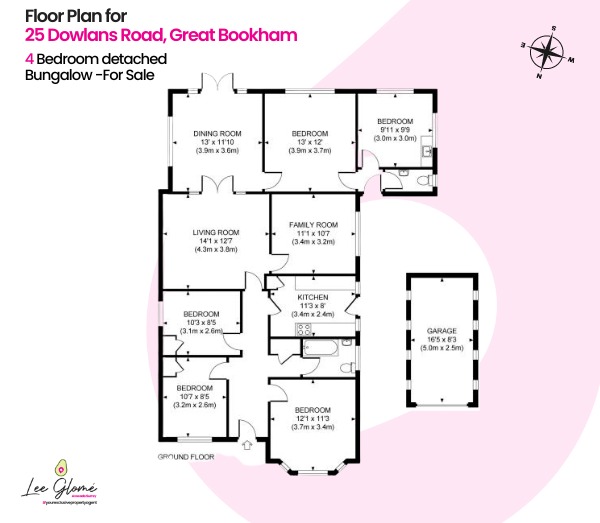 4 bed detached bungalow for sale in Dowlans Road, Leatherhead - Property floorplan