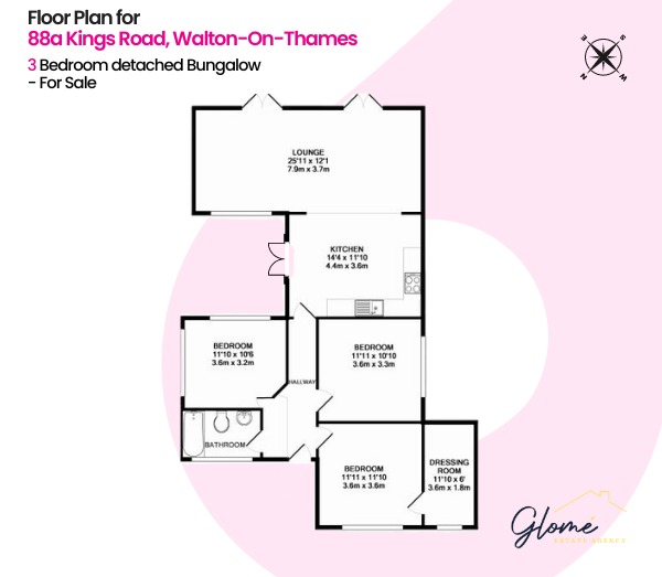 3 bed detached house for sale in Walton-On-Thames - Property floorplan