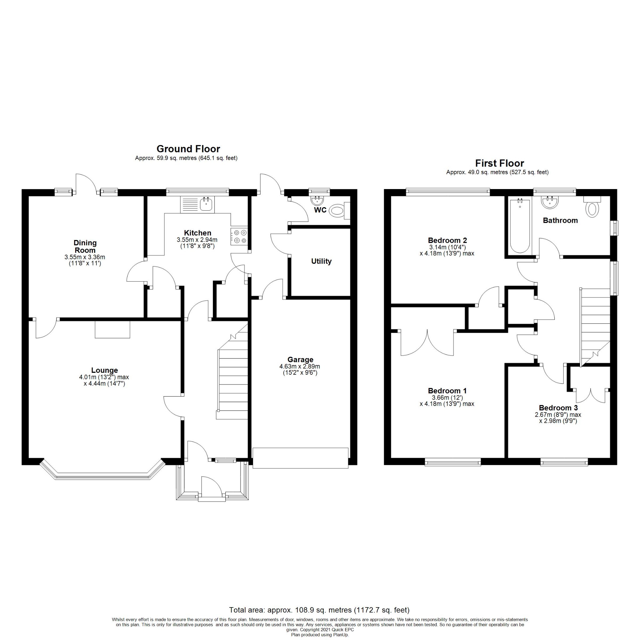 3 bed semi-detached house for sale in Weldon Close, Fleet - Property floorplan