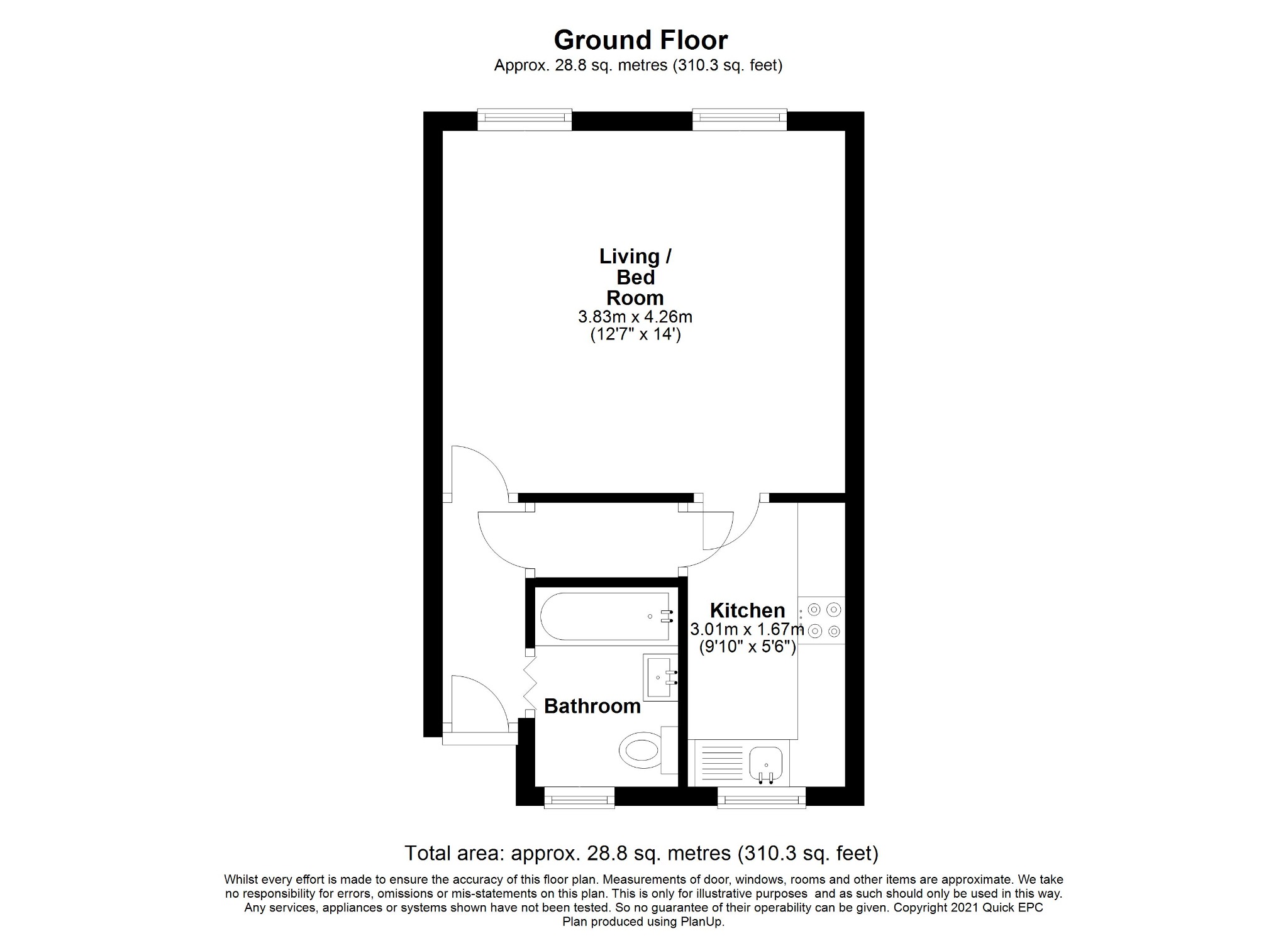 1 bed flat for sale in Kings Road, Guildford - Property floorplan