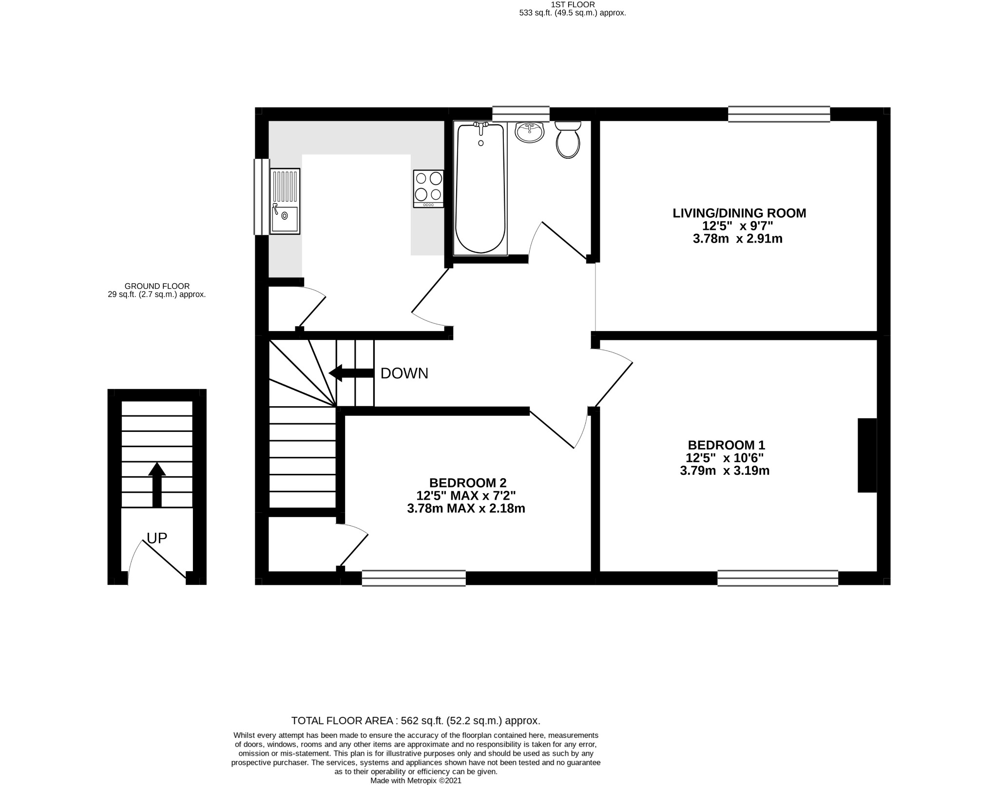 2 bed maisonette for sale in Vale Road, Camberley - Property floorplan