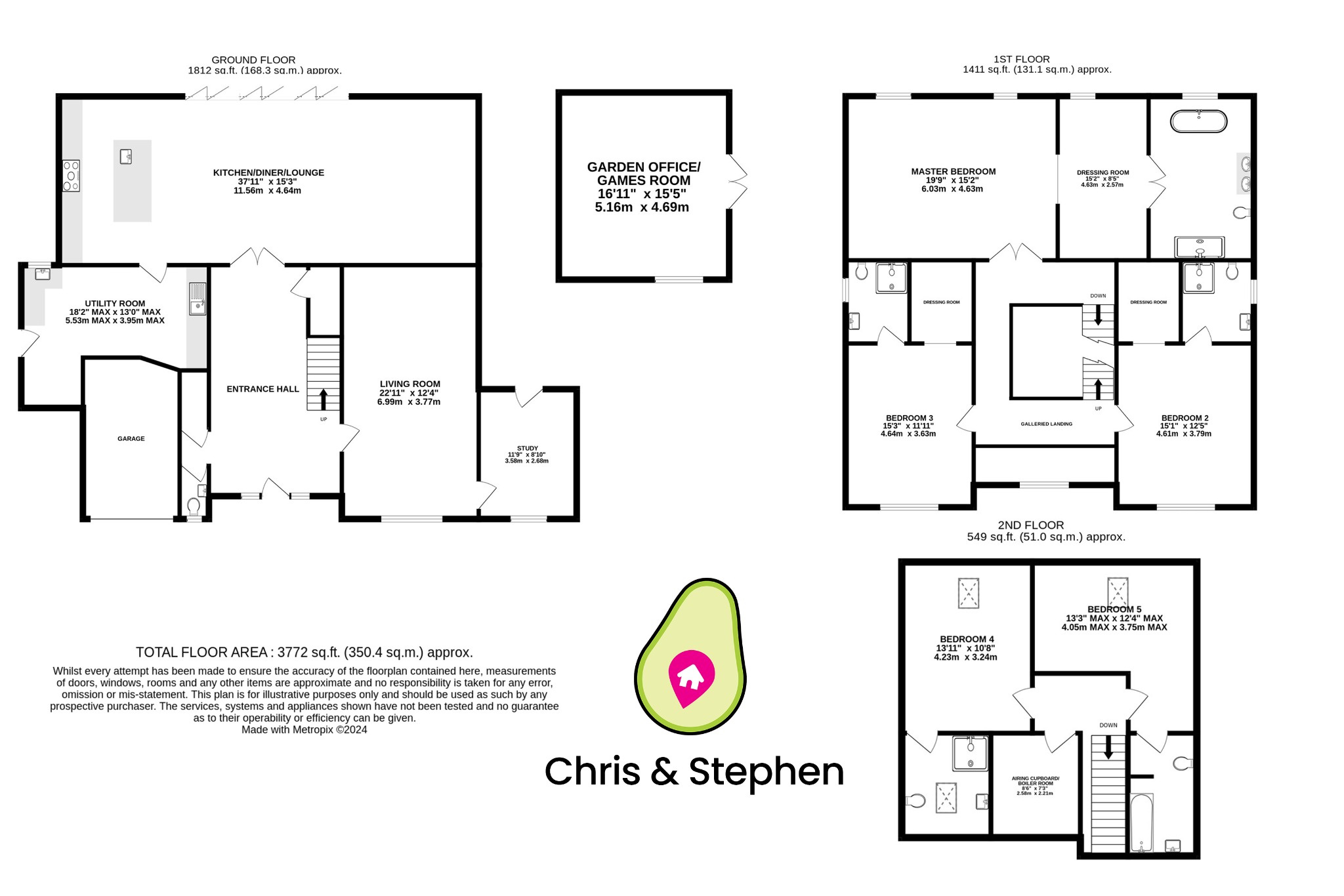 5 bed detached house for sale in Park Road, Surrey - Property floorplan