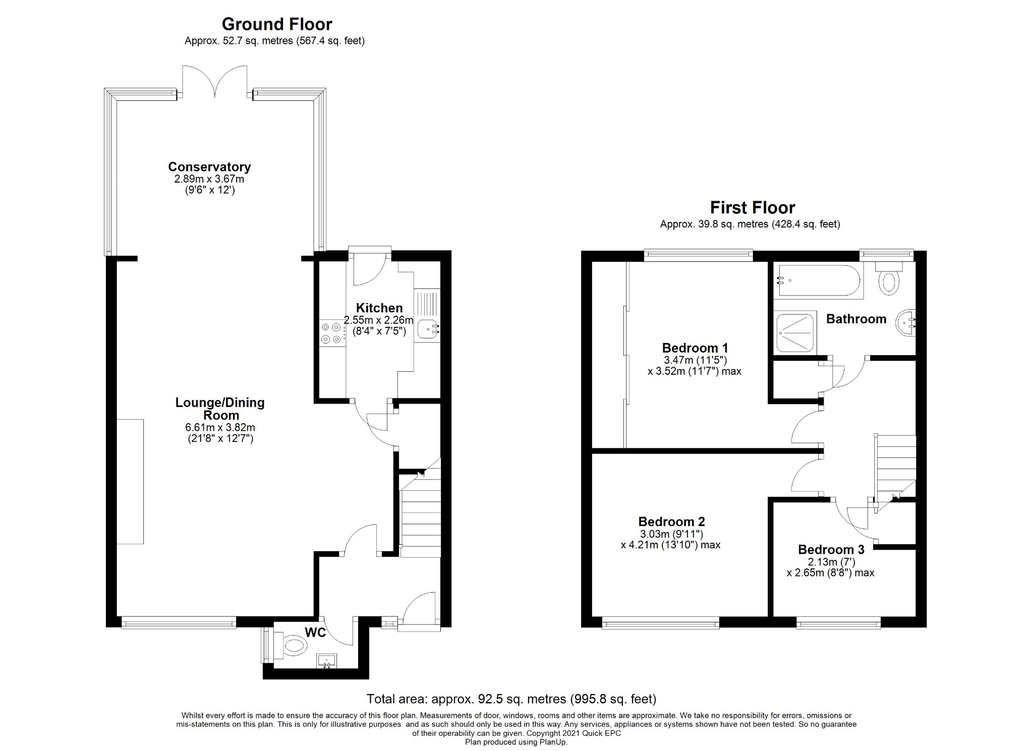 3 bed detached house for sale in Keswick Close, Camberley - Property floorplan