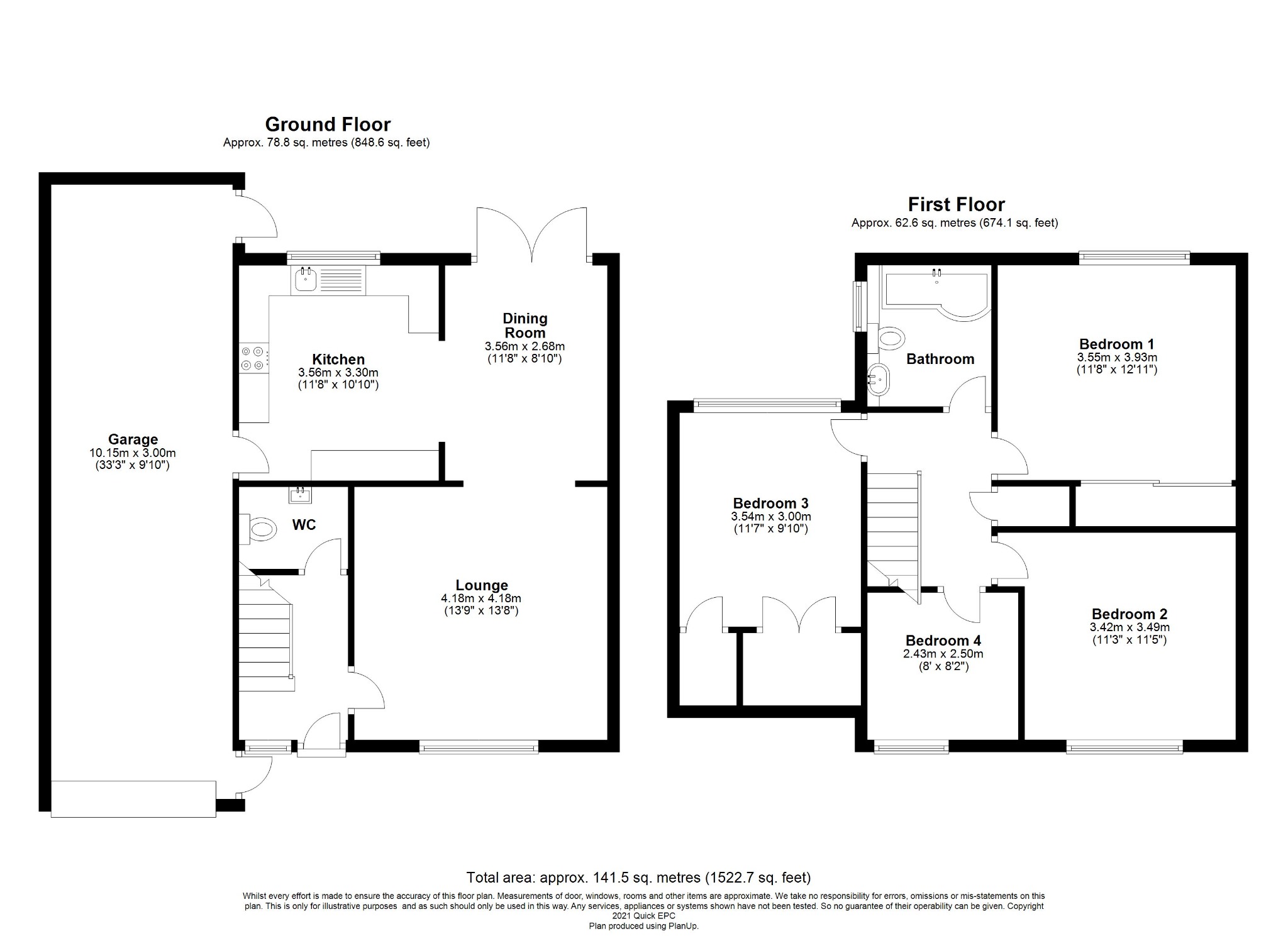 4 bed link detached house for sale - Property floorplan