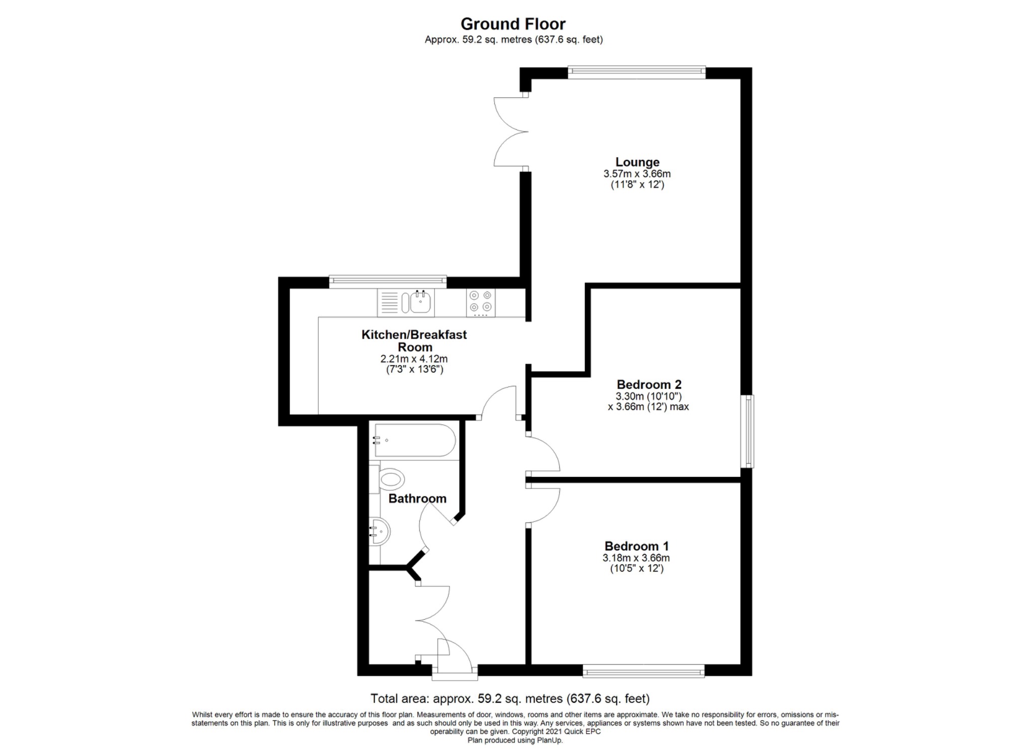 2 bed ground floor maisonette for sale in Somerville Crescent - Property floorplan