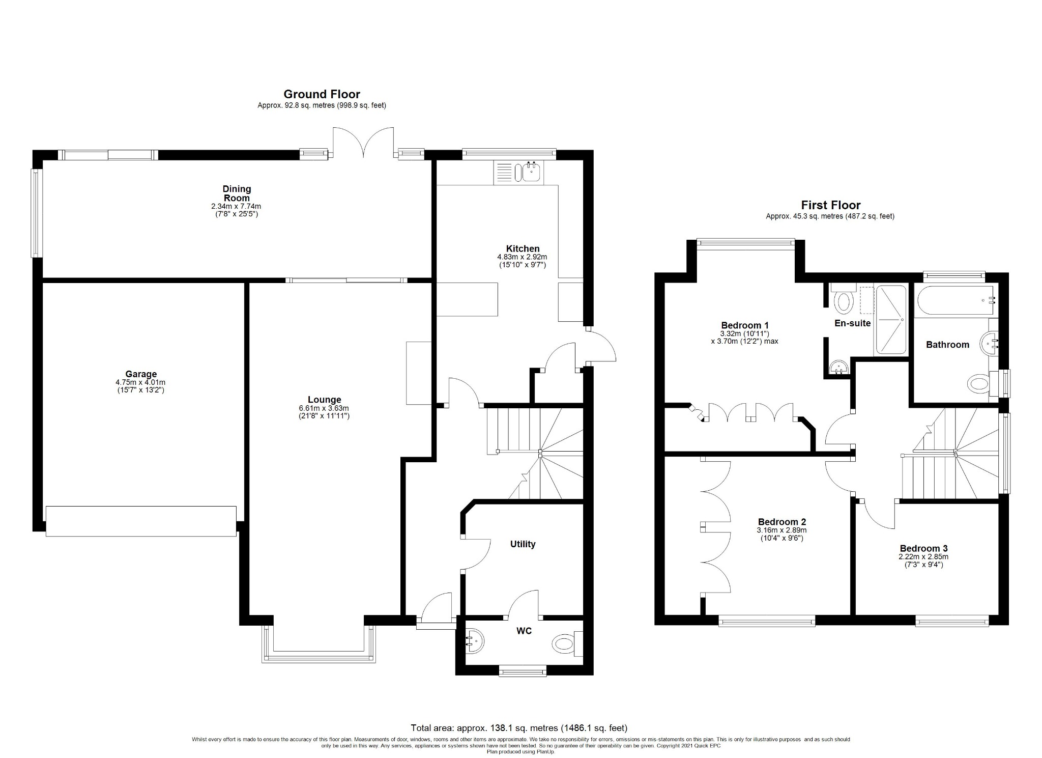 3 bed detached house for sale in Chestnut Road, Farnborough - Property floorplan
