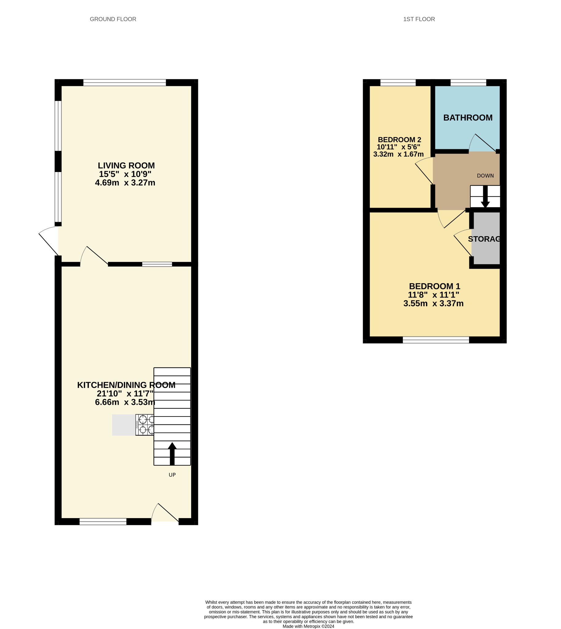 2 bed end of terrace house for sale - Property floorplan