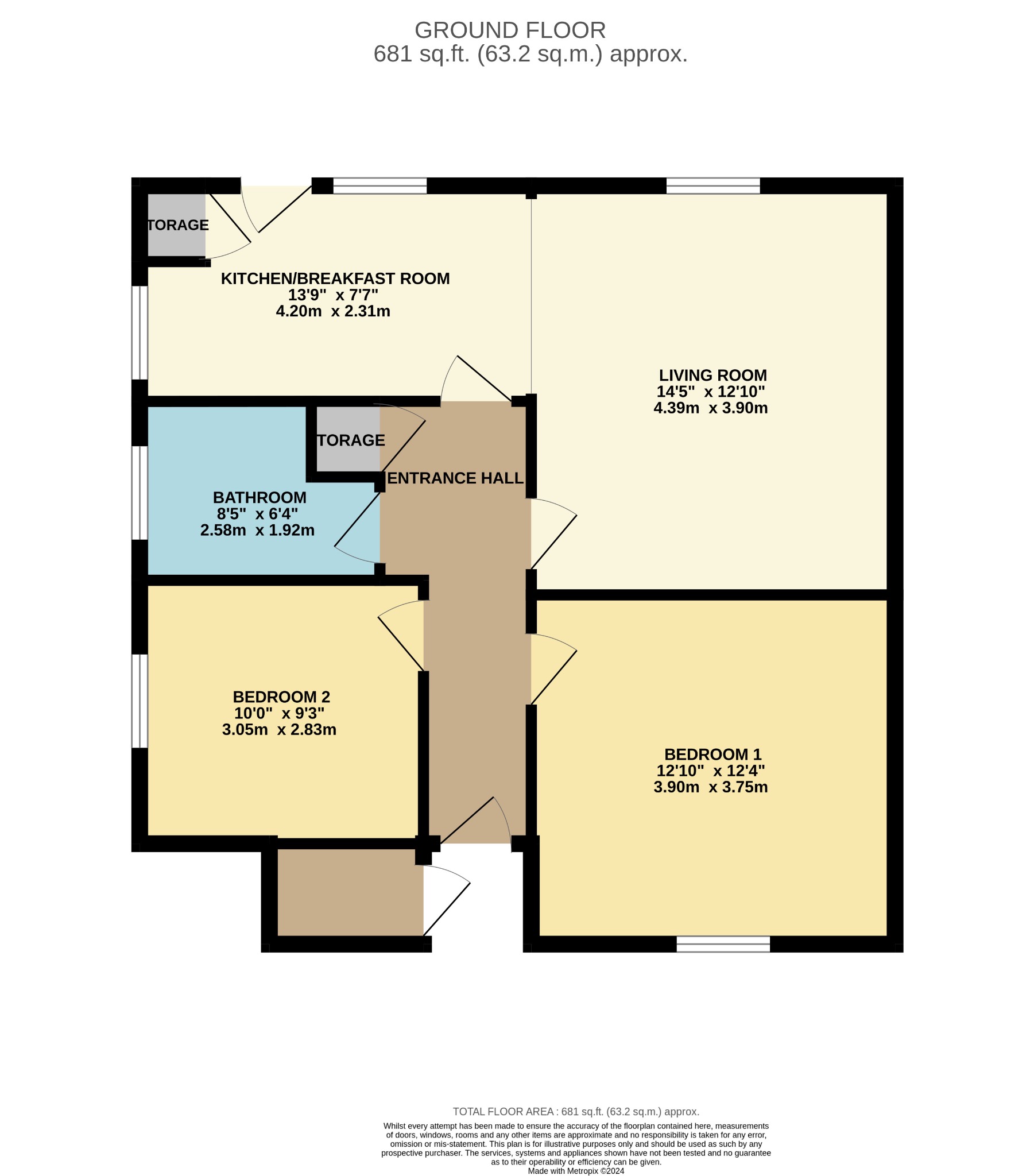 2 bed ground floor maisonette for sale in Ray Mill Road East, Maidenhead - Property floorplan
