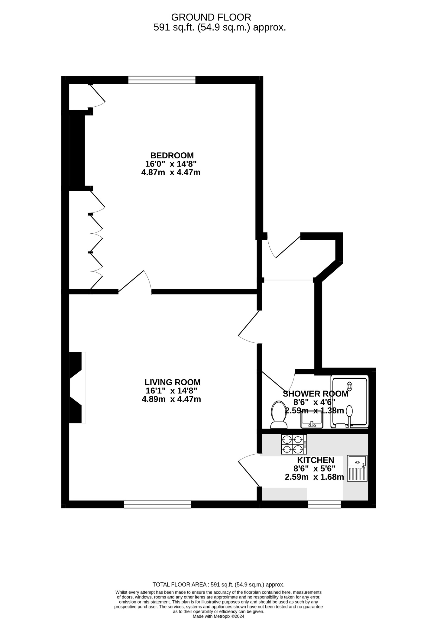 1 bed flat for sale in Castle Hill, Berkshire - Property floorplan