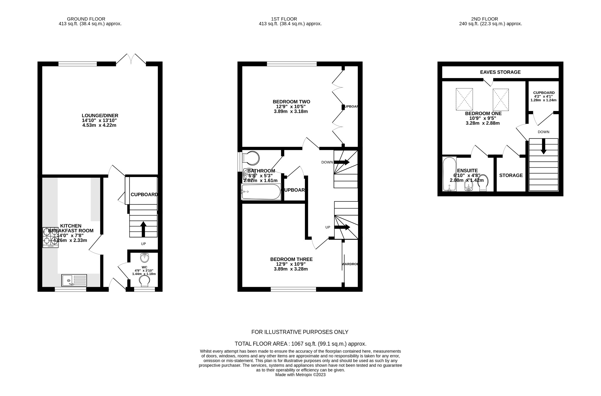 3 bed end of terrace house for sale in Arbor Close, Wokingham - Property floorplan