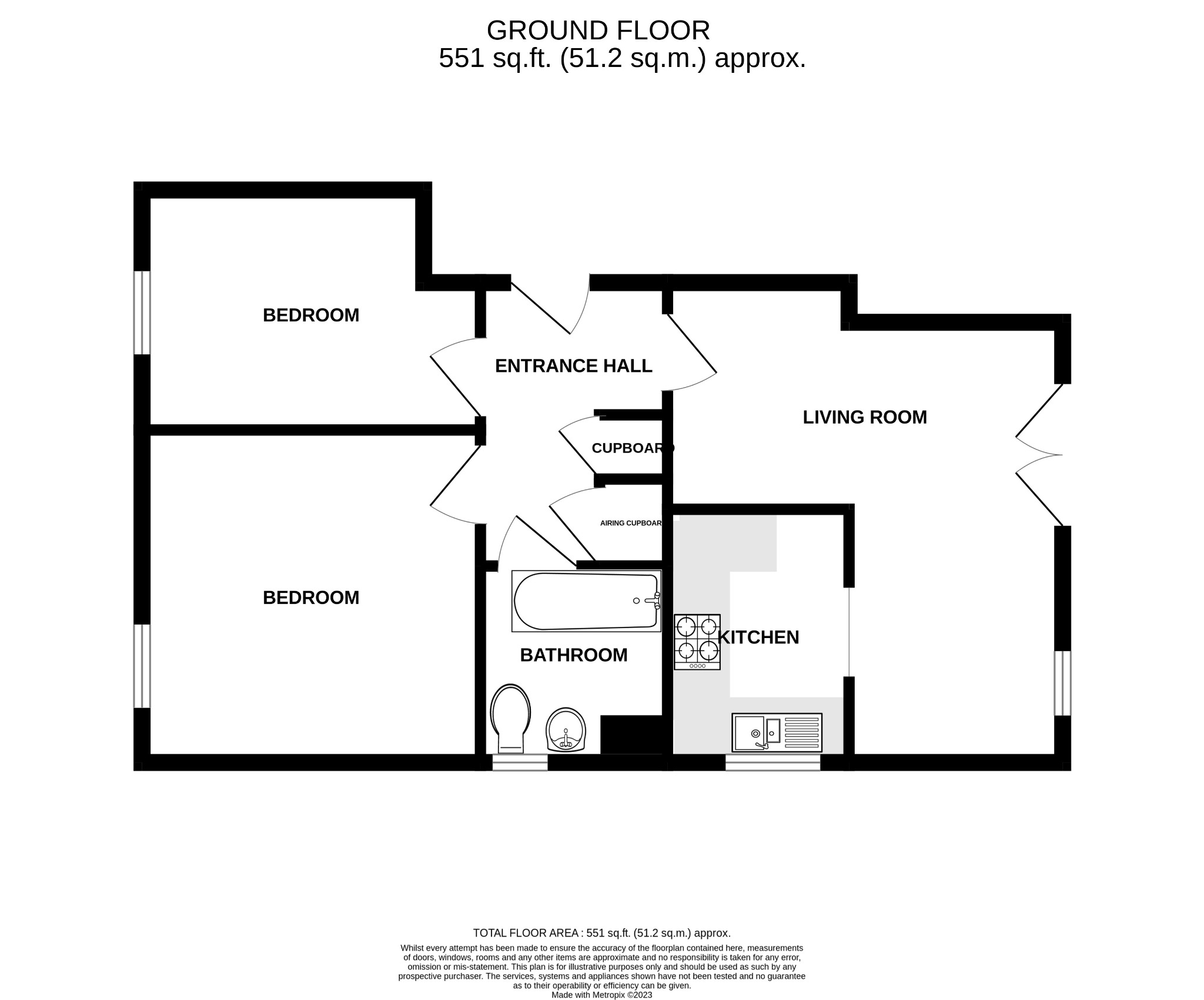2 bed flat for sale in Ripley Road, Swindon - Property floorplan