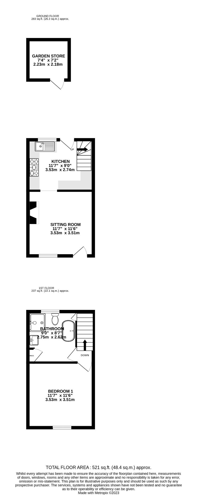1 bed terraced house for sale in Park Street, Berkshire - Property floorplan