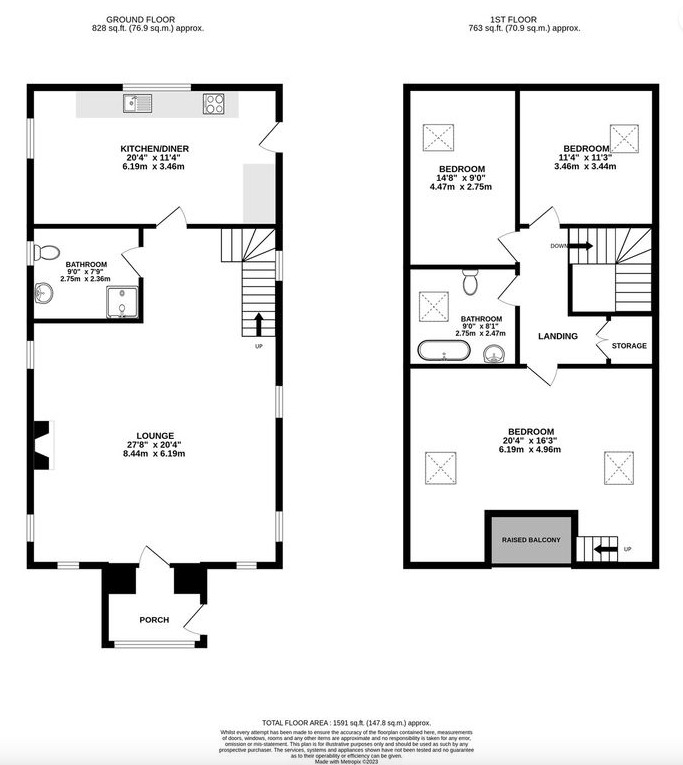 3 bed detached house for sale - Property floorplan