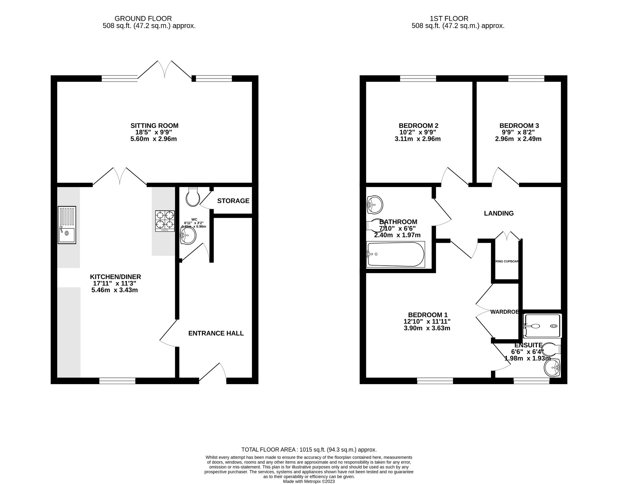 3 bed semi-detached house for sale in Nevinson Road, Swindon - Property floorplan